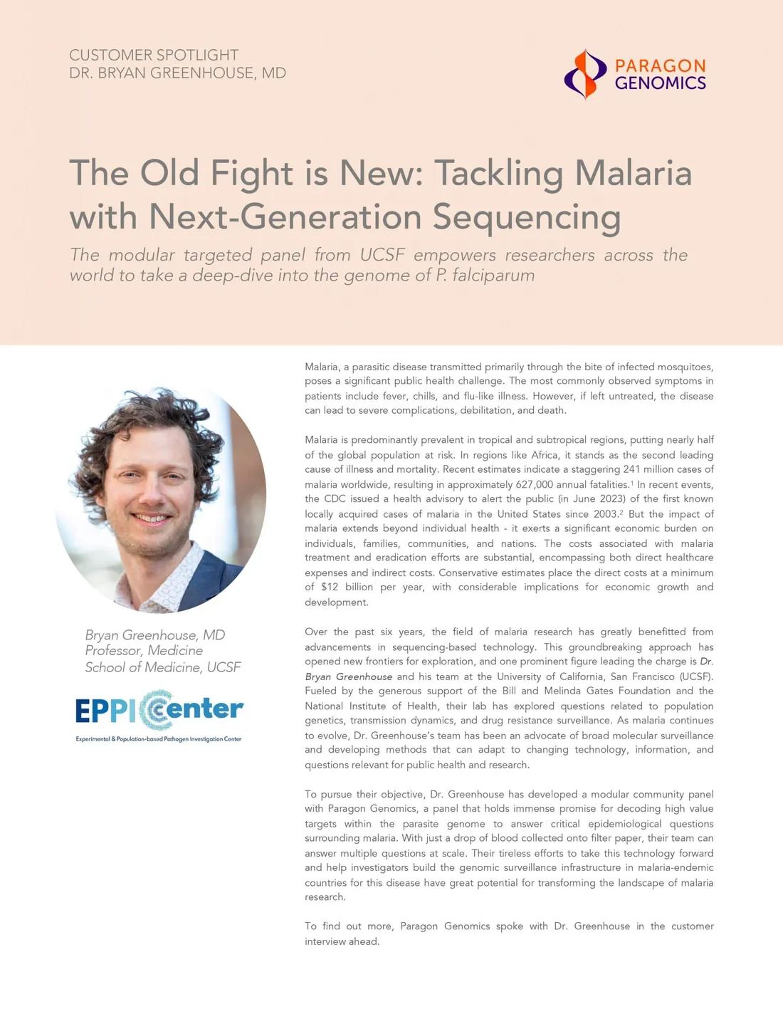 Tackling Malaria with Next-Generation Sequencing, customer spotlight with Dr. Bryan Greenhouse